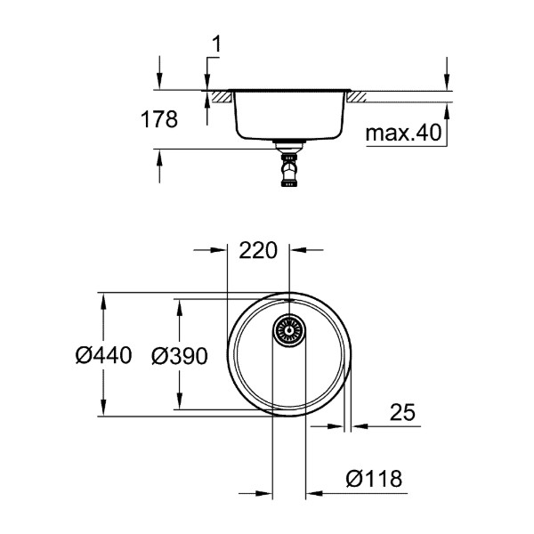 Фото - Мойка кухонная Grohe K200 50-S 44 Нерж.Сталь (31720SD0)