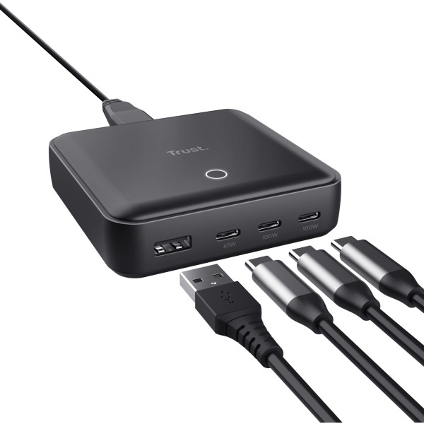Фото - Мережевий зарядний пристрій Trust Maxo 100Вт, 3xUSB-C/USB-A ,PD Black (25242)