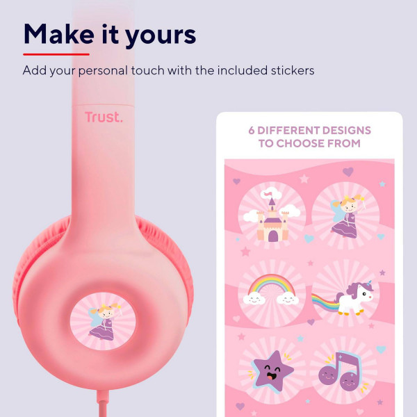 Фото - Навушники накладні дротові Trust Nouna Headphones mini-jack, Mic Pink (25277)