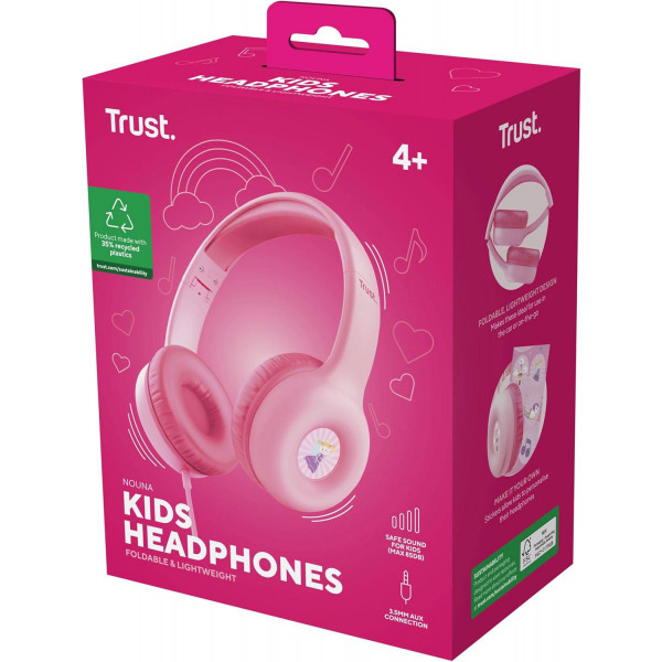 Фото - Навушники накладні дротові Trust Nouna Headphones mini-jack, Mic Pink (25277)