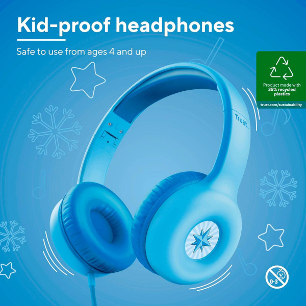Фото - Навушники накладні дротові Trust Nouna Headphones mini-jack, Mic Blue (25278)