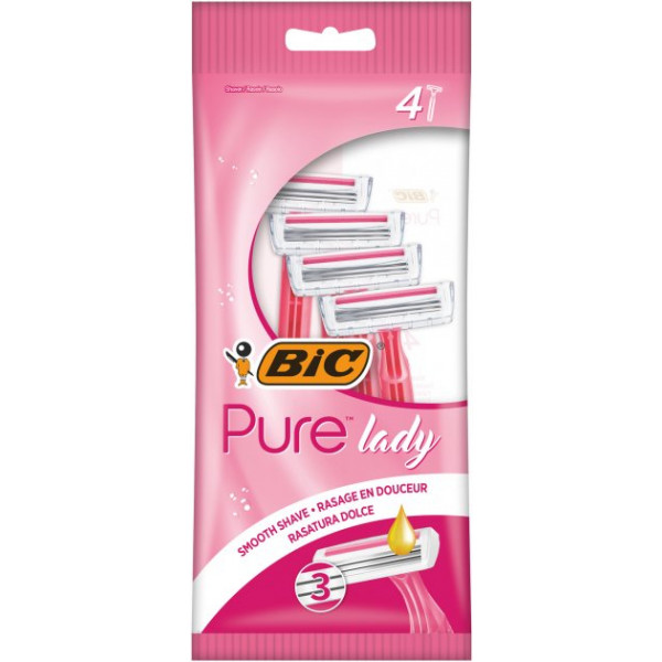 Фото - Станок жіночий одноразовий BIC Pure 3 Lady Pink 4 шт. (3086123363816)