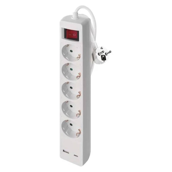 Фото - Подовжувач 220В EMOS P1523CU, 5 розетки, 3 м.1× USB-A + 1× USB-C