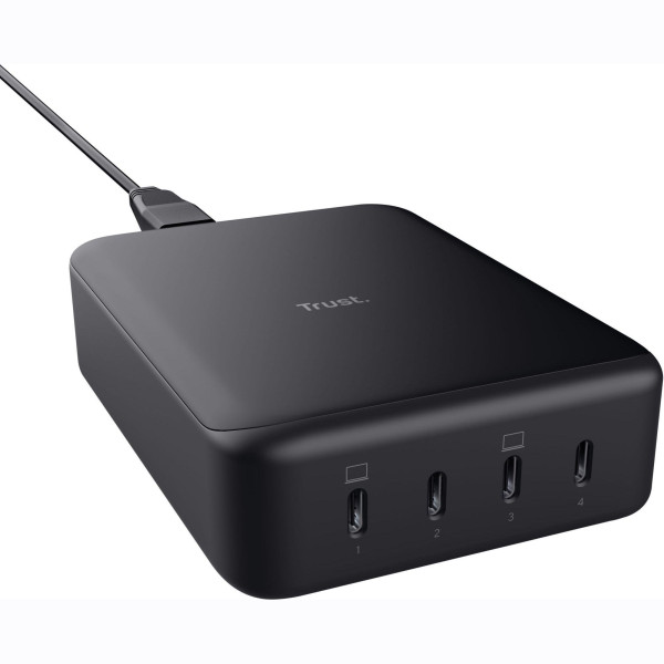 Фото - Мережевий зарядний пристрій Trust Maxo 240Вт, GaN, 4xUSB-C,PD Black (25413)