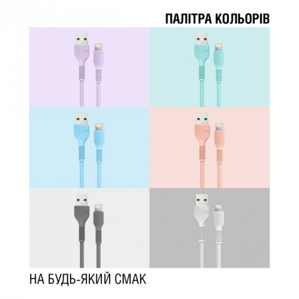 Фото - Кабель синхронізації даних ACCLAB USB to Lightning 1,2m Violet (AL-CBCOLOR-L1PP)