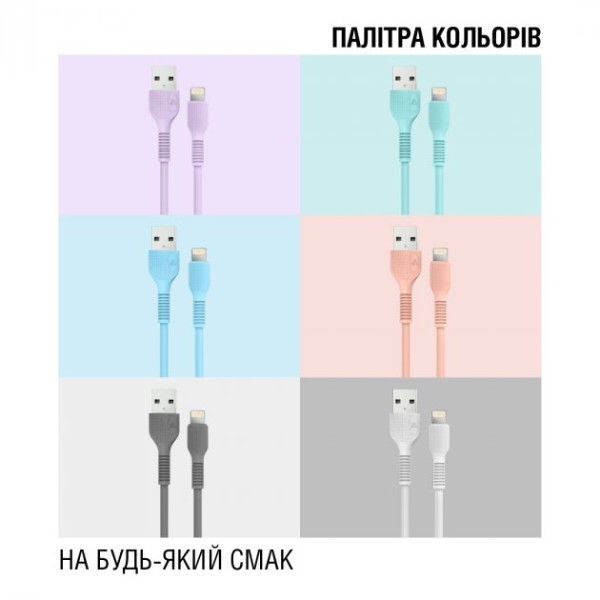 Фото - Кабель ACCLAB USB to Lightning 1,2m  White (AL-CBCOLOR-L1WT)