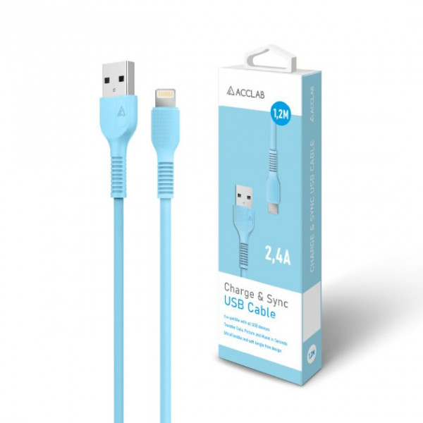 Фото - Кабель ACCLAB USB to Lightning 1,2m  Blue (AL-CBCOLOR-L1BL)
