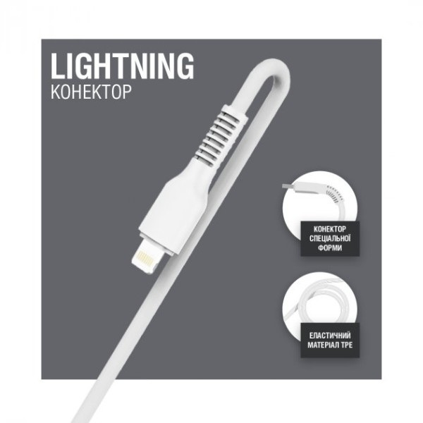 Фото - Кабель ACCLAB USB to Lightning 1,2m  White (AL-CBCOLOR-L1WT)