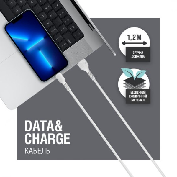 Фото - Кабель ACCLAB USB to Lightning 1,2m  White (AL-CBCOLOR-L1WT)