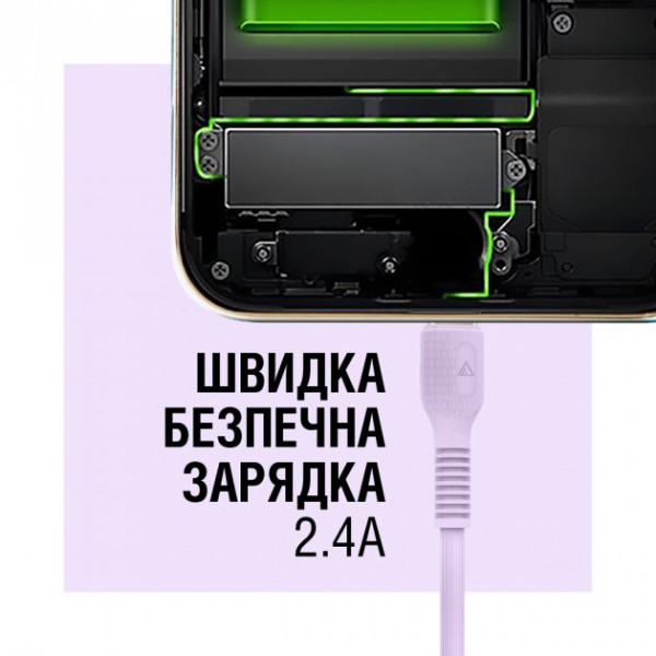 Фото - Кабель синхронізації даних ACCLAB USB to Lightning 1,2m Violet (AL-CBCOLOR-L1PP)