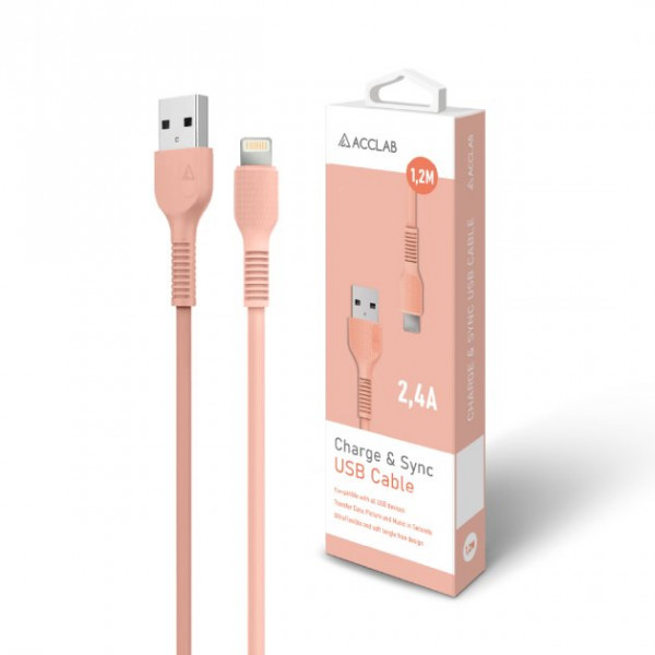 Фото - Кабель ACCLAB USB to Lightning 1,2m  Peach (AL-CBCOLOR-L1PH)