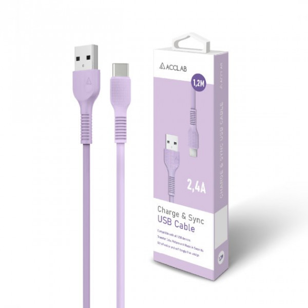 Фото - Кабель синхронізації даних ACCLAB USB to Lightning 1,2m Violet (AL-CBCOLOR-L1PP)