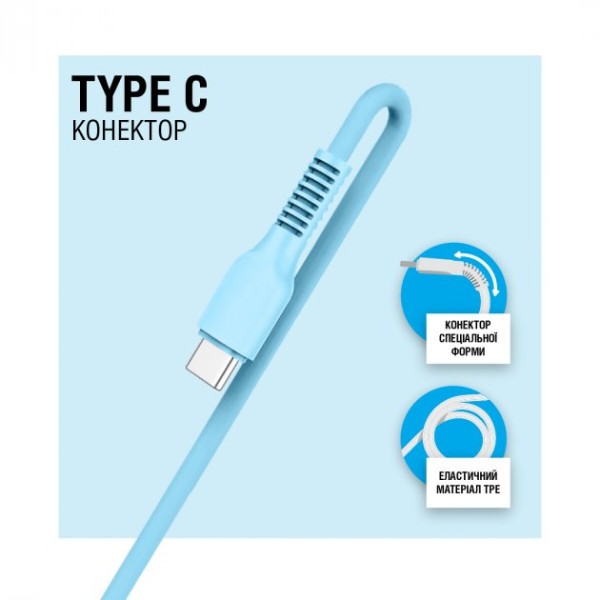 Фото - Кабель ACCLAB USB to Type-C 1,2m  Blue (AL-CBCOLOR-T1BL)