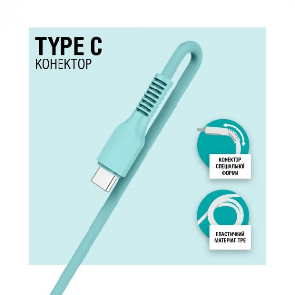 Фото - Кабель ACCLAB USB to Type-C 1,2m Mint (AL-CBCOLOR-T1MT)
