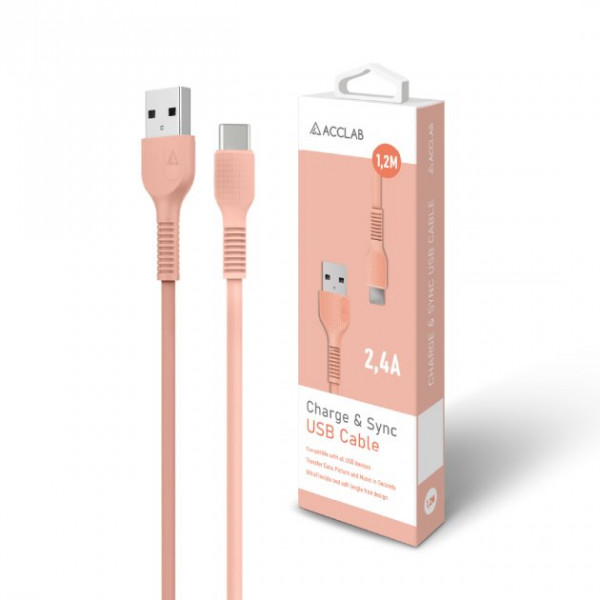 Фото - Кабель ACCLAB USB to Type-C 1,2m  Peachy (AL-CBCOLOR-T1PH)