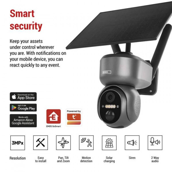 Фото - Уцінка - IP-камера EMOS розумна H4058 GoSmart зовнішня з Wi-Fi, живлення Li-ion 10400 mAh сонячна панель