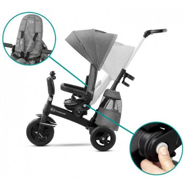 Фото - Трёхколёсный велосипед Kinderkraft Easytwist Platinum Grey (KKRETWIGRY0000)