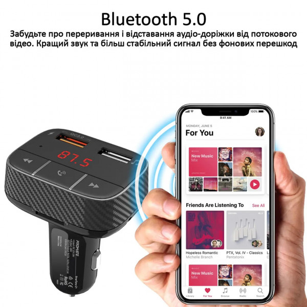 Фото - FM модулятор Promate Smartune-2+ Black
