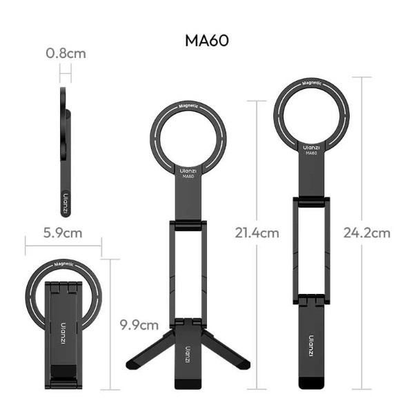 Фото - Підставка для мобільного пристрою Ulanzi MA60 Foldable Magnetic Phone Tripod Black (S025)