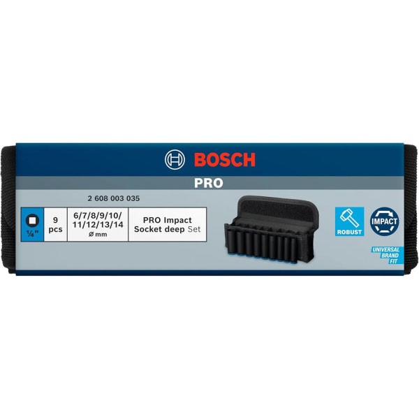 Фото - Набор торцевых головок Bosch Professional Deep 9 шт. 1/4" 50 мм (2.608.003.035)