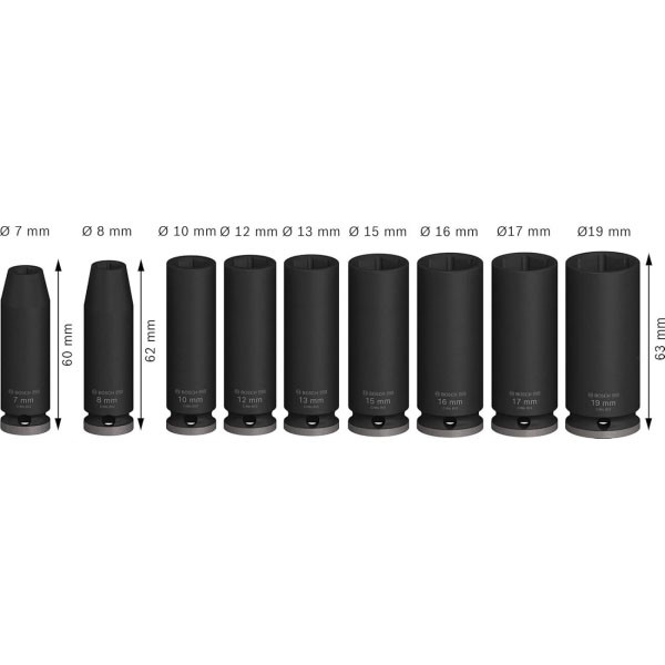 Фото - Набор торцевых головок Bosch Professional Deep 9 шт. 3/8" 63 мм (2.608.003.037)