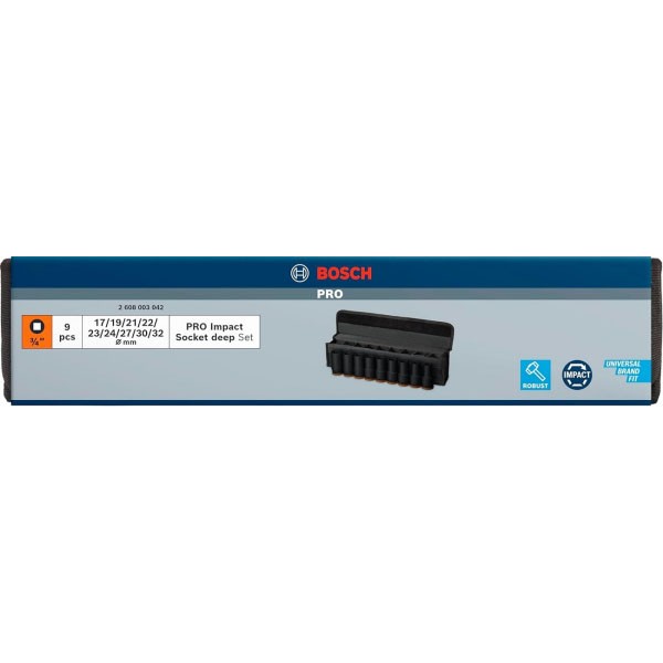 Фото - Набір торцевих голівок Bosch Professional Deep 9 шт. 3/4" (2.608.003.042)