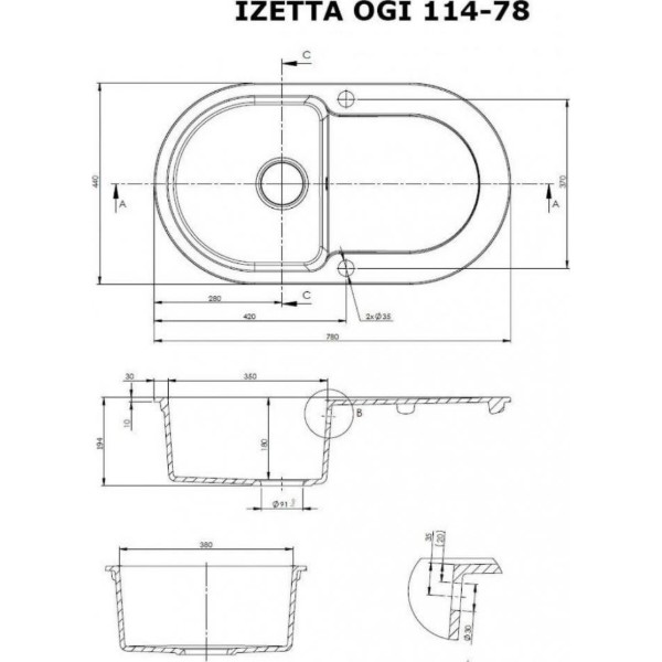 Фото - Мийка кухонна Perfelli Izetta OGI 114-78 Light Beige