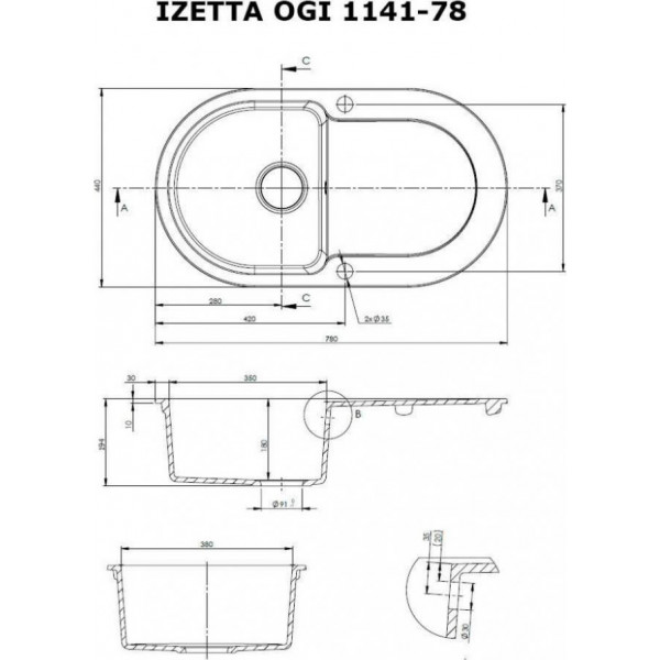 Фото - Мийка кухонна Perfelli Izetta OGI 1141-78 Black Metallic