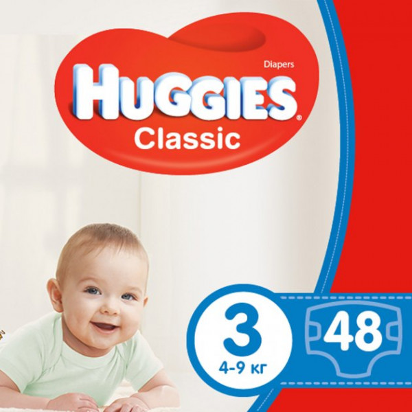 Фото - Одноразові підгузки Huggies Classic Розмір 3 (4-9кг) Jumbo, 48 шт.