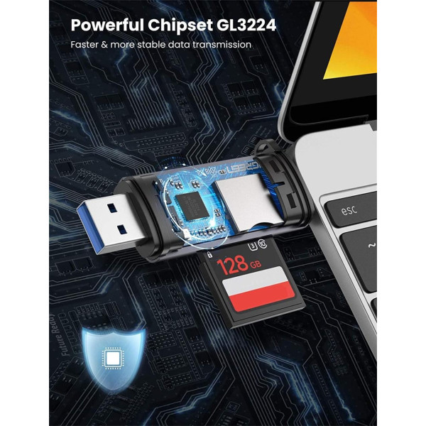 Фото - Кардрідер UGREEN CM185 USB-C + USB to TF/SD 3.0 Card Reader Gray (50706)