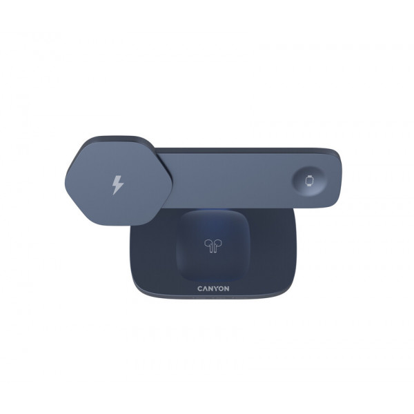Фото - Беспроводное зарядное устройство Canyon Hexagon WCS-310 QI 3 in 1 Dark Grey Blue (CNS-WCS310DGBL)
