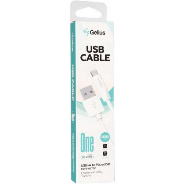 Фото - Кабель синхронізації даних Gelius One GP-UC116 MicroUSB White 2m (85160)