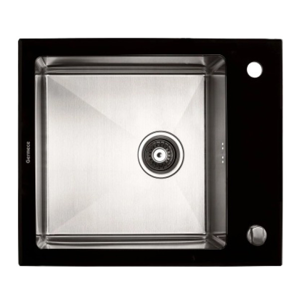 Фото - Мийка кухонна Platinum Handmade BLACK GLASS 600x510x200