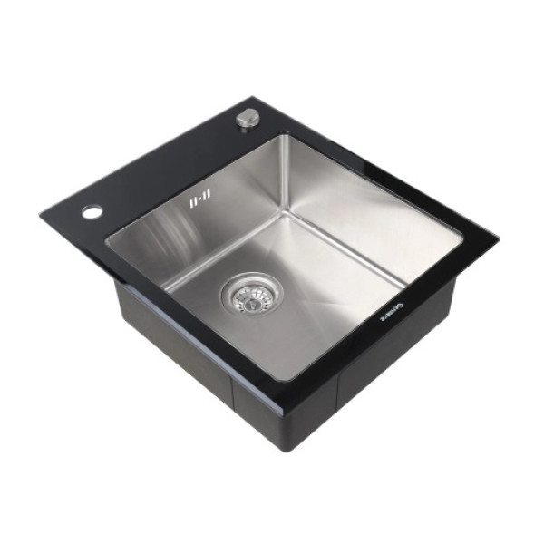 Фото - Мийка кухонна Platinum Handmade BLACK GLASS 600x510x200