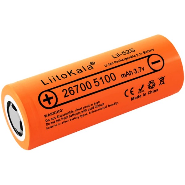 Фото - Аккумулятор тип 26700 LiitoKala 26700 Li-Ion Lii-52S, 5000mAh (5100-5200mAh), 10A, 3.7V (2.75-4.2V)