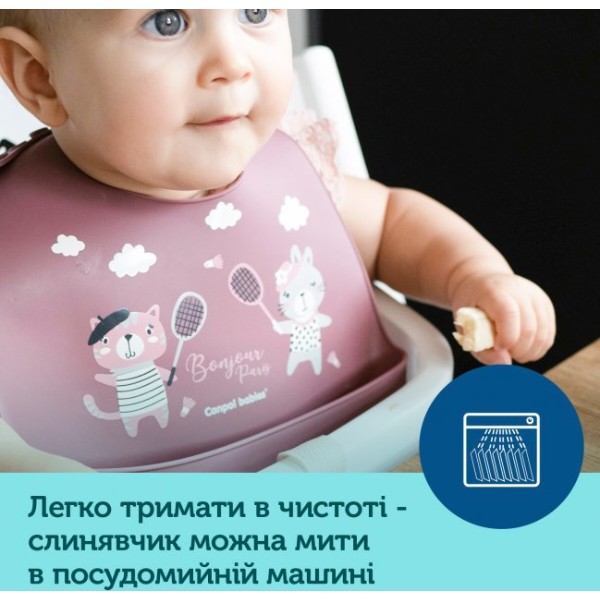 Фото - Нагрудник силіконовий Canpol babies Bonjour Paris з карманом, синій (74/027_blu)