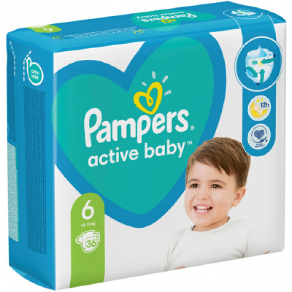 Фото - Одноразовые подгузники Pampers Active Baby Giant Размер 6 (13-18 кг) 36 шт. (8001090950338)