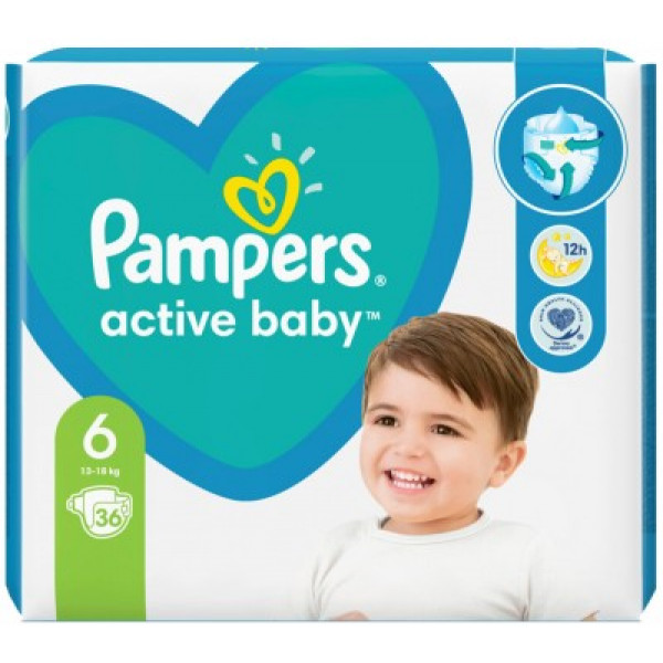 Фото - Одноразовые подгузники Pampers Active Baby Giant Размер 6 (13-18 кг) 36 шт. (8001090950338)