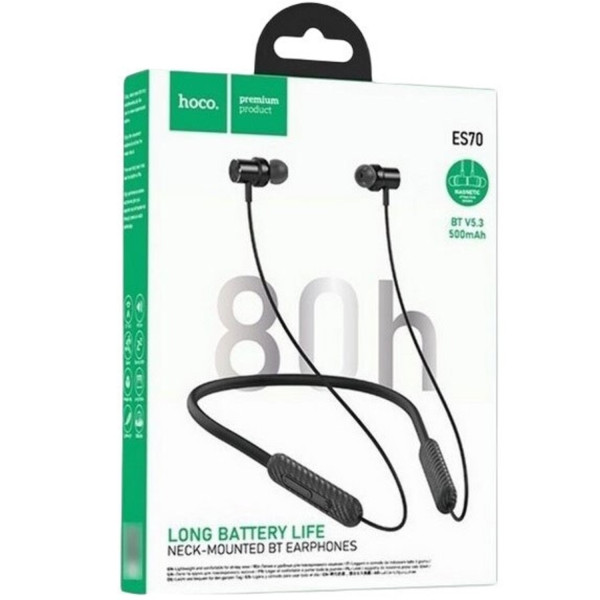 Фото - Навушники вкладиші бездротові HOCO ES70 Armour neck-mounted BT earphones Black (6942007611602)