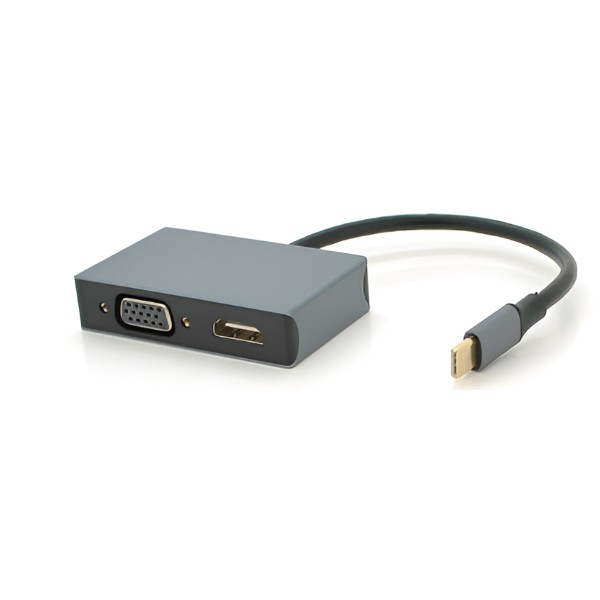 Фото - Хаб USB Voltronic Type-C(папа)-HDMI(мама)+VGA(мама) (27036)
