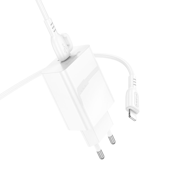 Фото - Мережевий зарядний пристрій BOROFONE BA21A Pro Long journey single port PD20W charger set(C to iP) White (6941991111419)