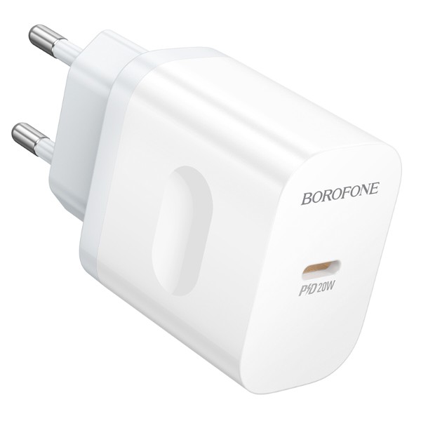 Фото - Мережевий зарядний пристрій BOROFONE BA99A Breeze single port PD20W charger White (6941991121357)