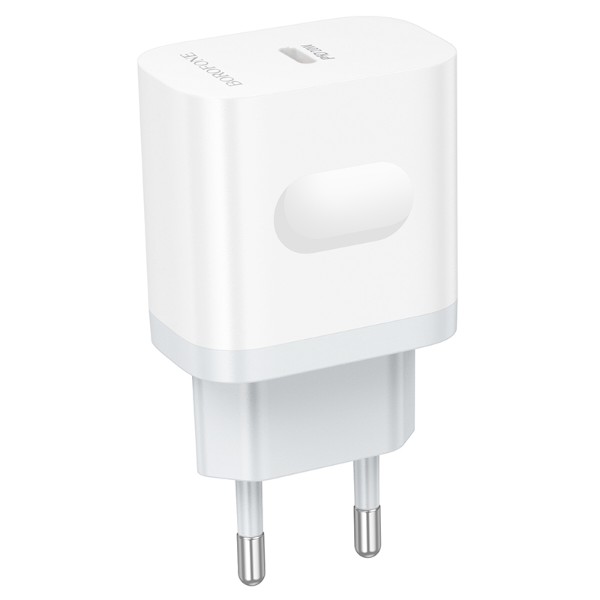 Фото - Мережевий зарядний пристрій BOROFONE BA99A Breeze single port PD20W charger White (6941991121357)