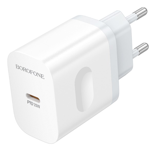 Фото - Мережевий зарядний пристрій BOROFONE BA99A Breeze single port PD20W charger White (6941991121357)