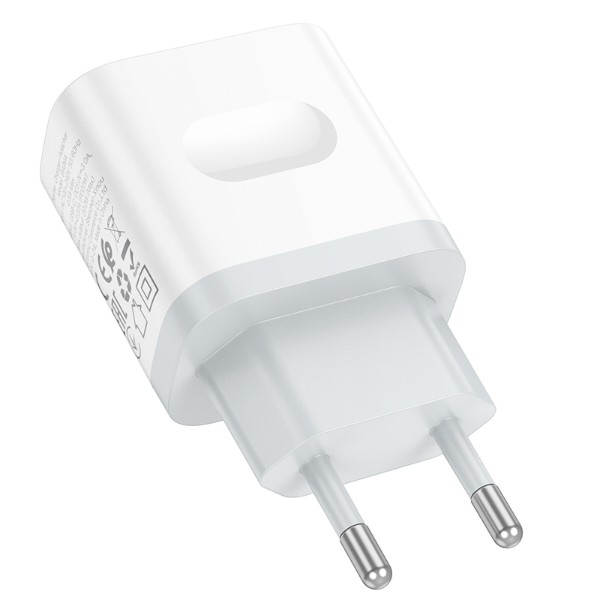 Фото - Мережевий зарядний пристрій BOROFONE BA99A Breeze single port PD20W charger White (6941991121357)