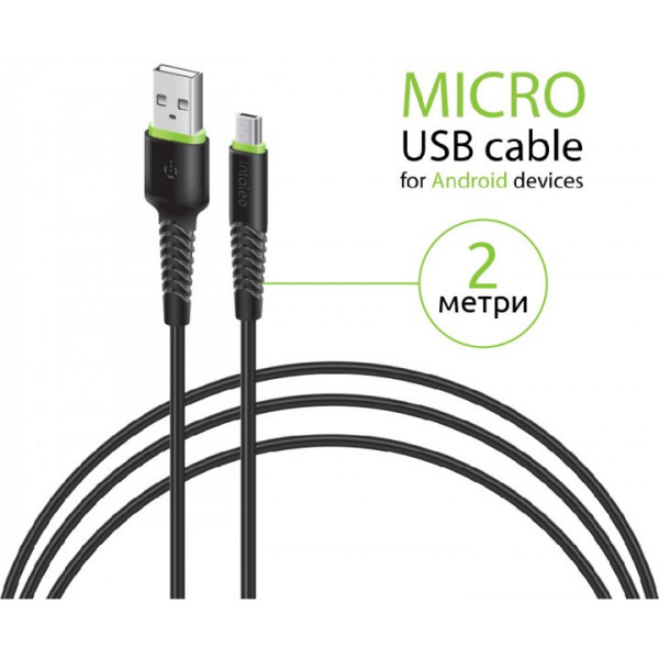 Фото - Кабель синхронізації даних Intaleo CBFLEXM2 Micro USB 2м Black (1283126521430)