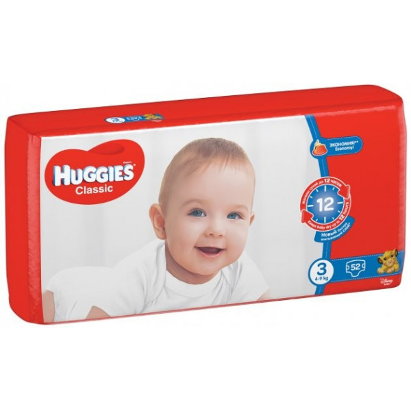 Фото - Одноразові підгузки Huggies EU Classic Розмір 3 (4-9 кг) Jumbo, 52 шт. (5029053579788) Європейський товар