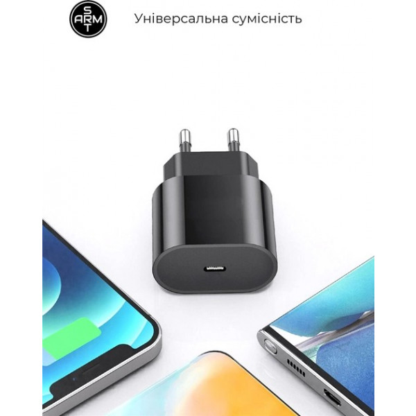 Фото - Мережевий зарядний пристрій Armorstandart ABMHJ83 20W USB-C Power Adapter Black (ARM61365)