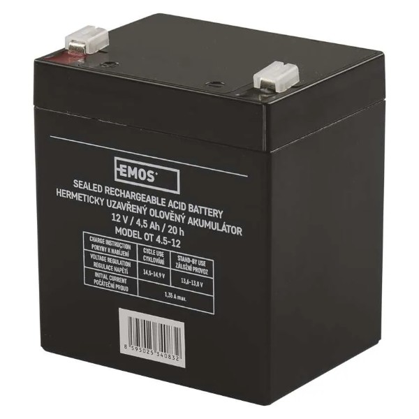 Фото - Аккумулятор для ДБЖ EMOS B9653, AGM, 12V, 4.5Ah, fast 4,7mm