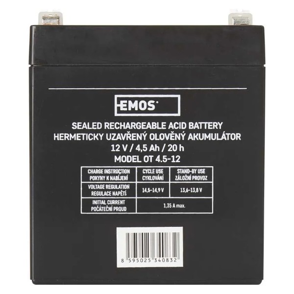 Фото - Аккумулятор для ДБЖ EMOS B9653, AGM, 12V, 4.5Ah, fast 4,7mm
